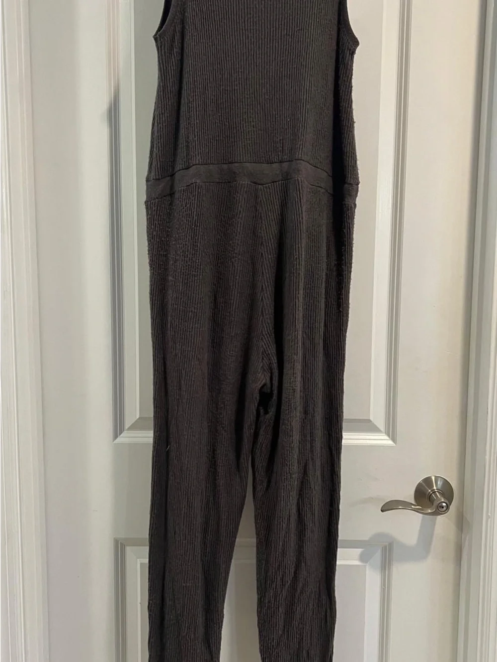 Nation LTD Gray Ribbed Sleeveless Jumpsuit with Drawstring Waist
